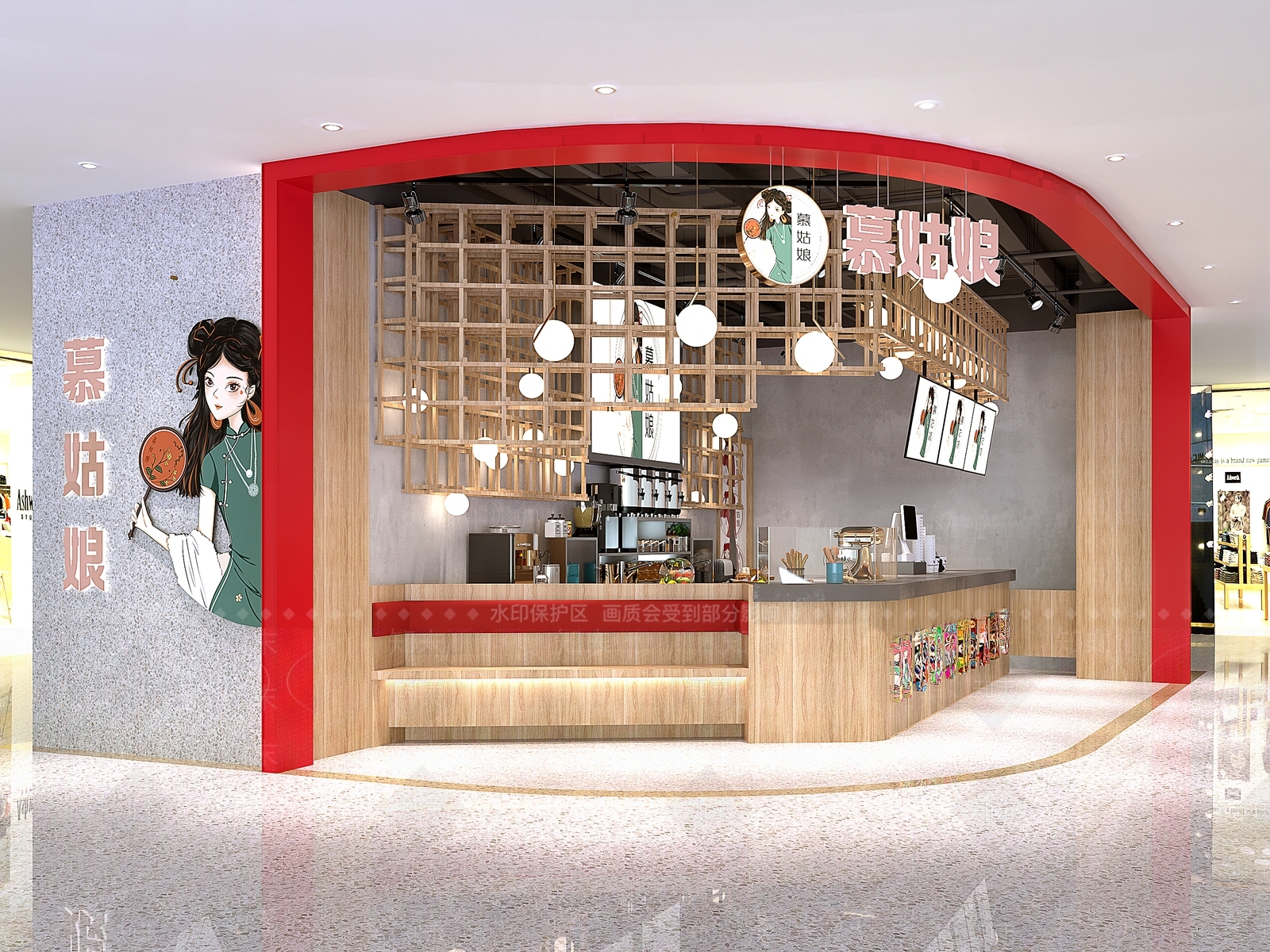 现代奶茶店3D模型下载【ID:1125285702】