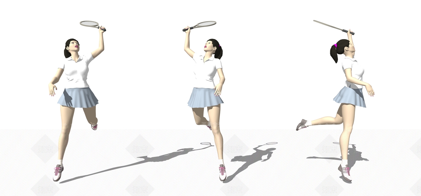 打羽毛球女人SU模型下载【ID:1125286578】