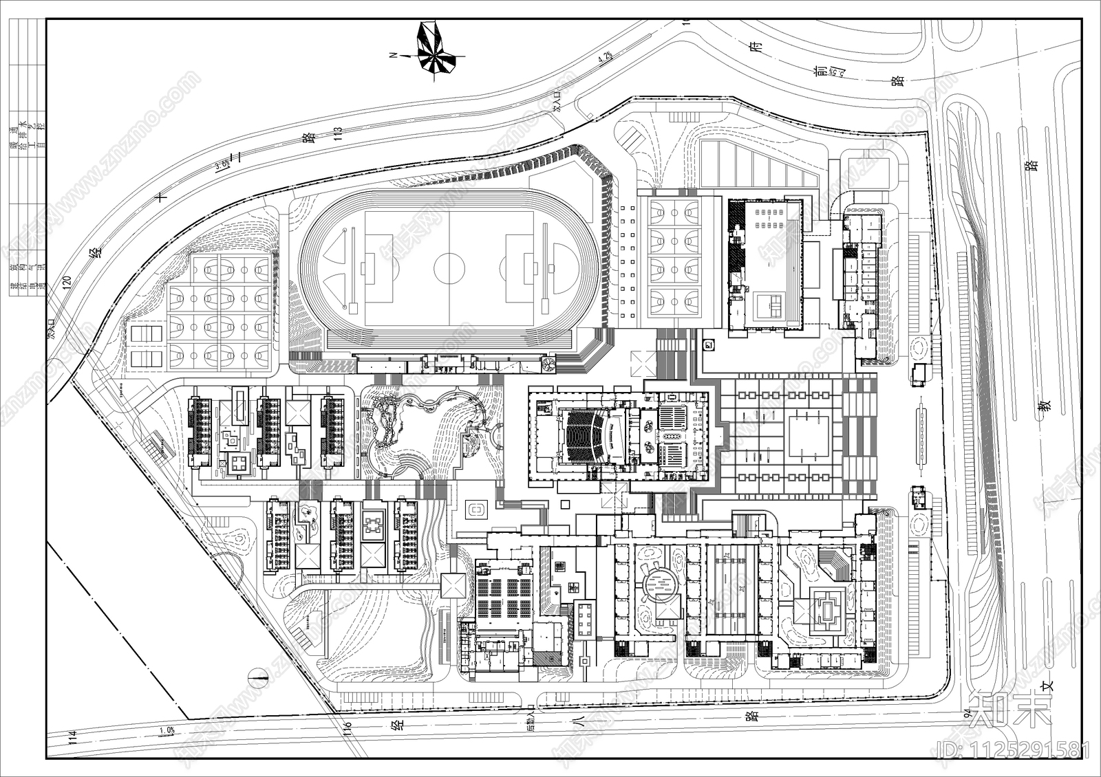 现代简约学校景观cad施工图下载【ID:1125291581】