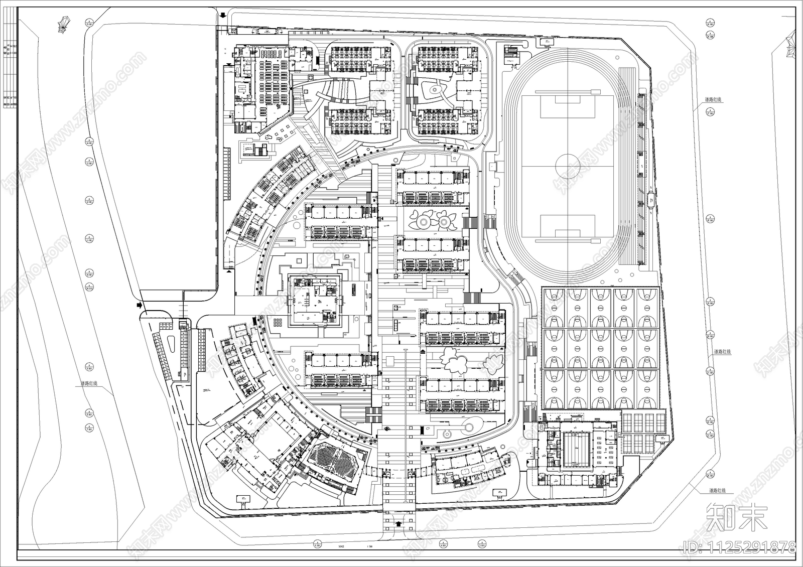 现代学校景观方案cad施工图下载【ID:1125291878】