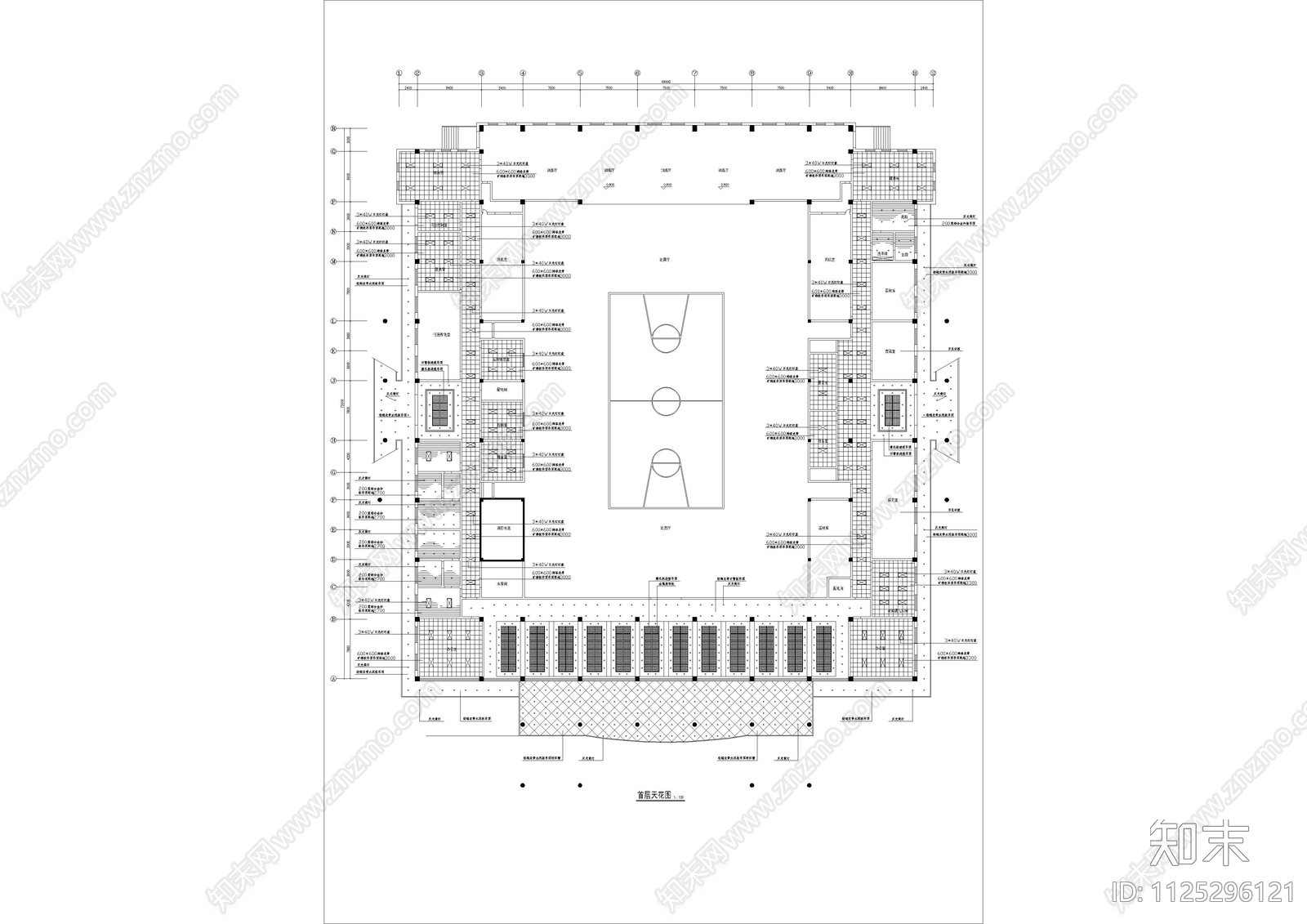 体育馆装修图CAD图cad施工图下载【ID:1125296121】