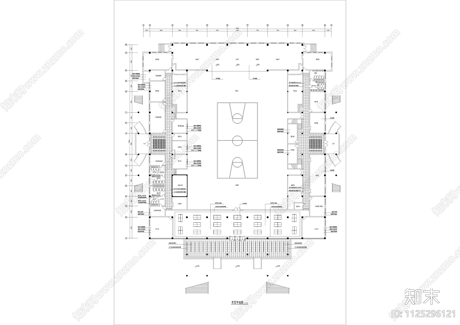 体育馆装修图CAD图cad施工图下载【ID:1125296121】