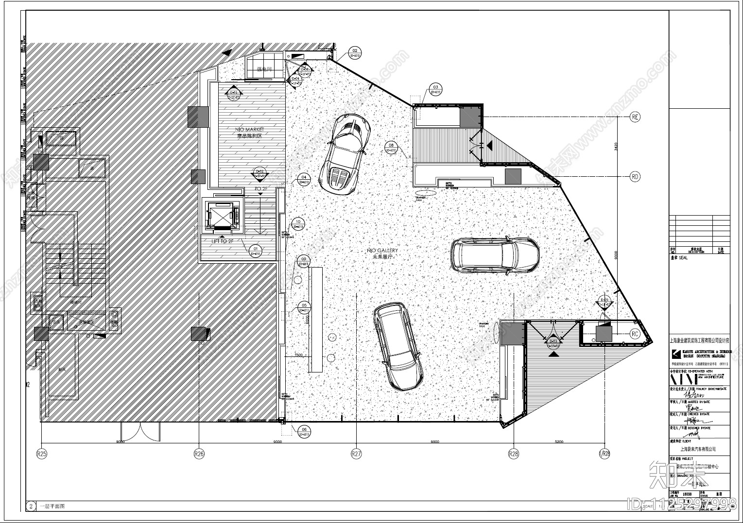 800㎡用户汽车体验中心CADcad施工图下载【ID:1125297998】