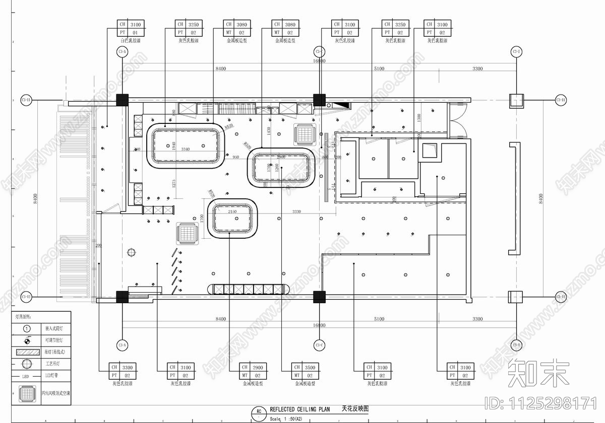 140㎡高端服装定制店CADcad施工图下载【ID:1125298171】