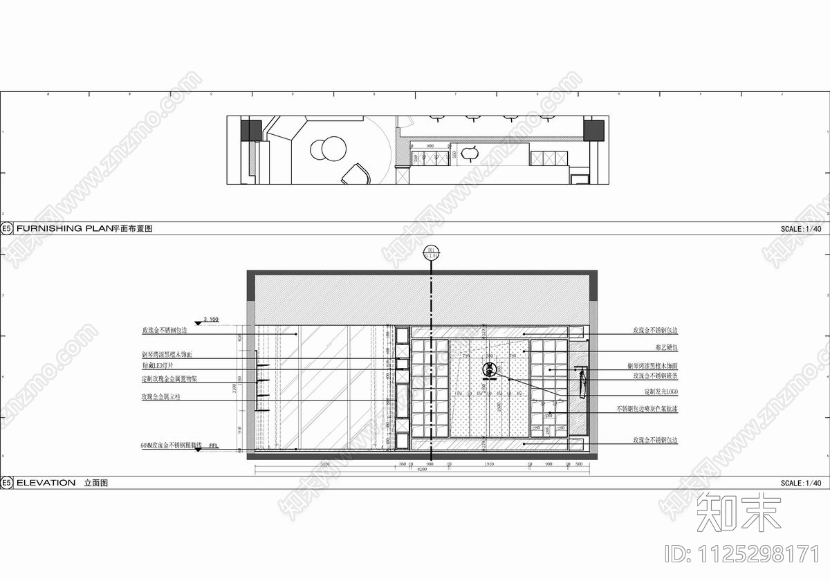 140㎡高端服装定制店CADcad施工图下载【ID:1125298171】