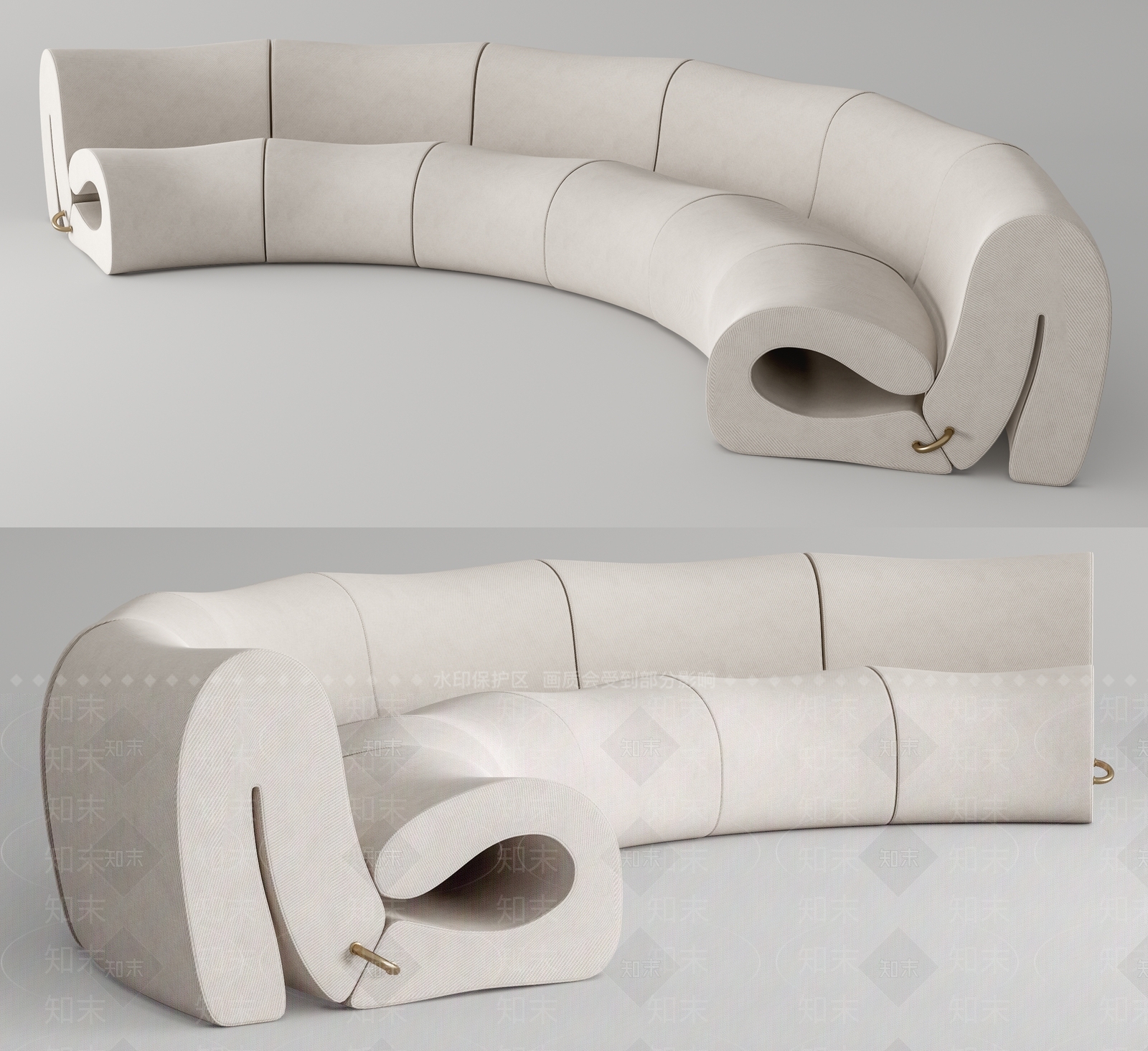 现代多人弧形沙发SU模型下载【ID:1125298833】