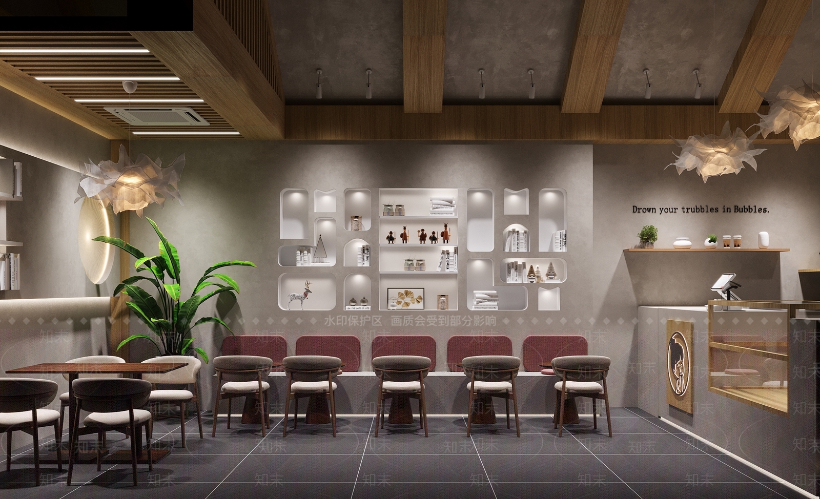 现代奶茶店3D模型下载【ID:1125300898】
