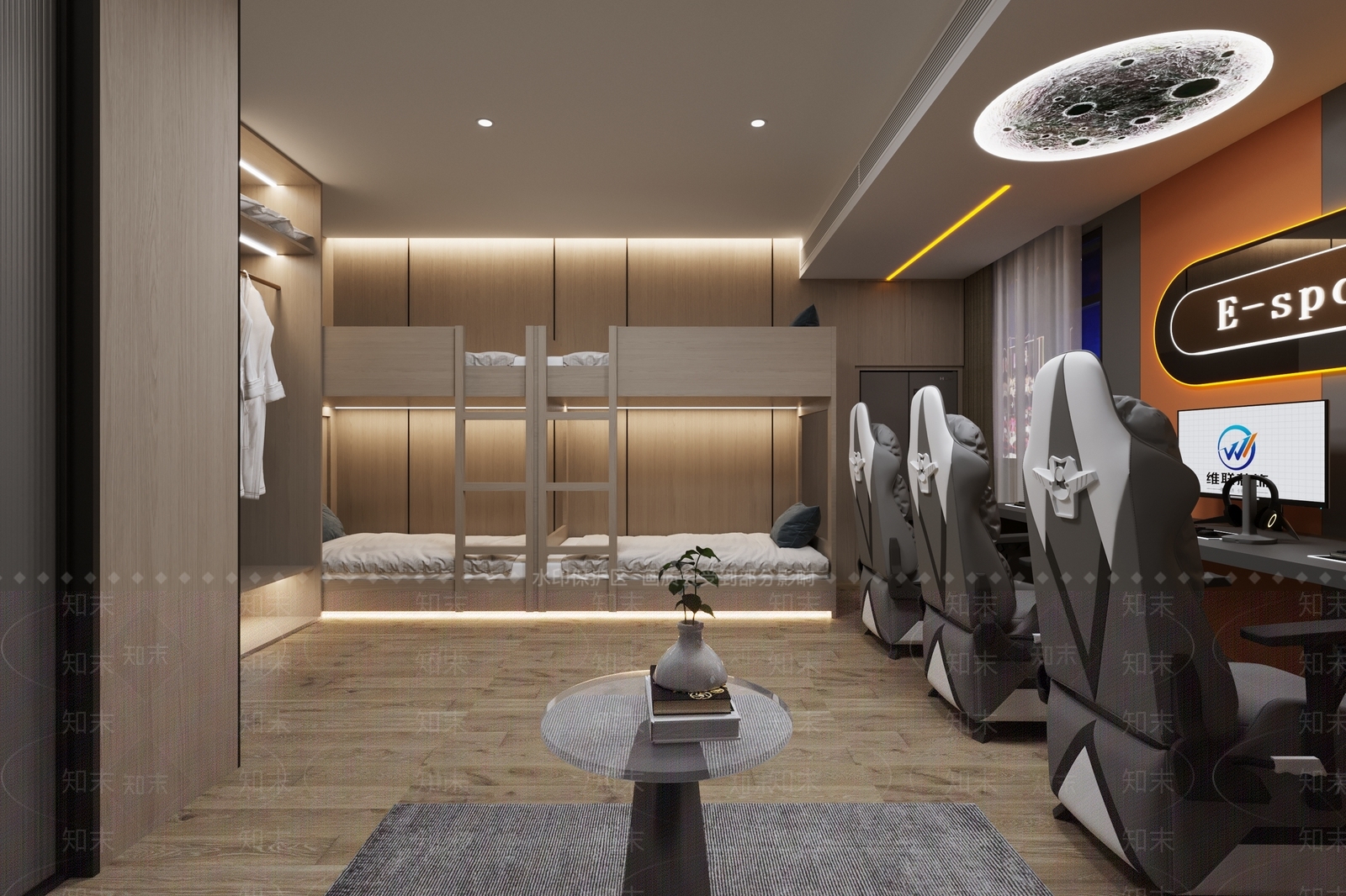 现代四人电竞房3D模型下载【ID:1125301445】