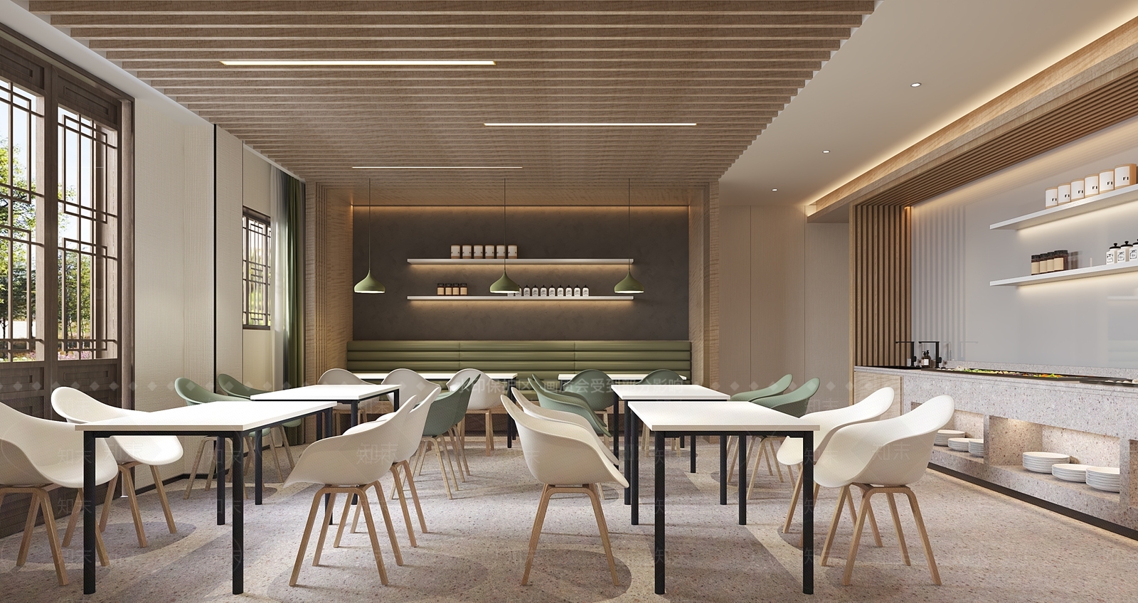 现代员工食堂3D模型下载【ID:1125480638】