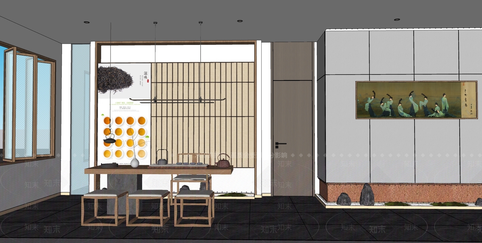 现代茶馆SU模型下载【ID:1125439240】