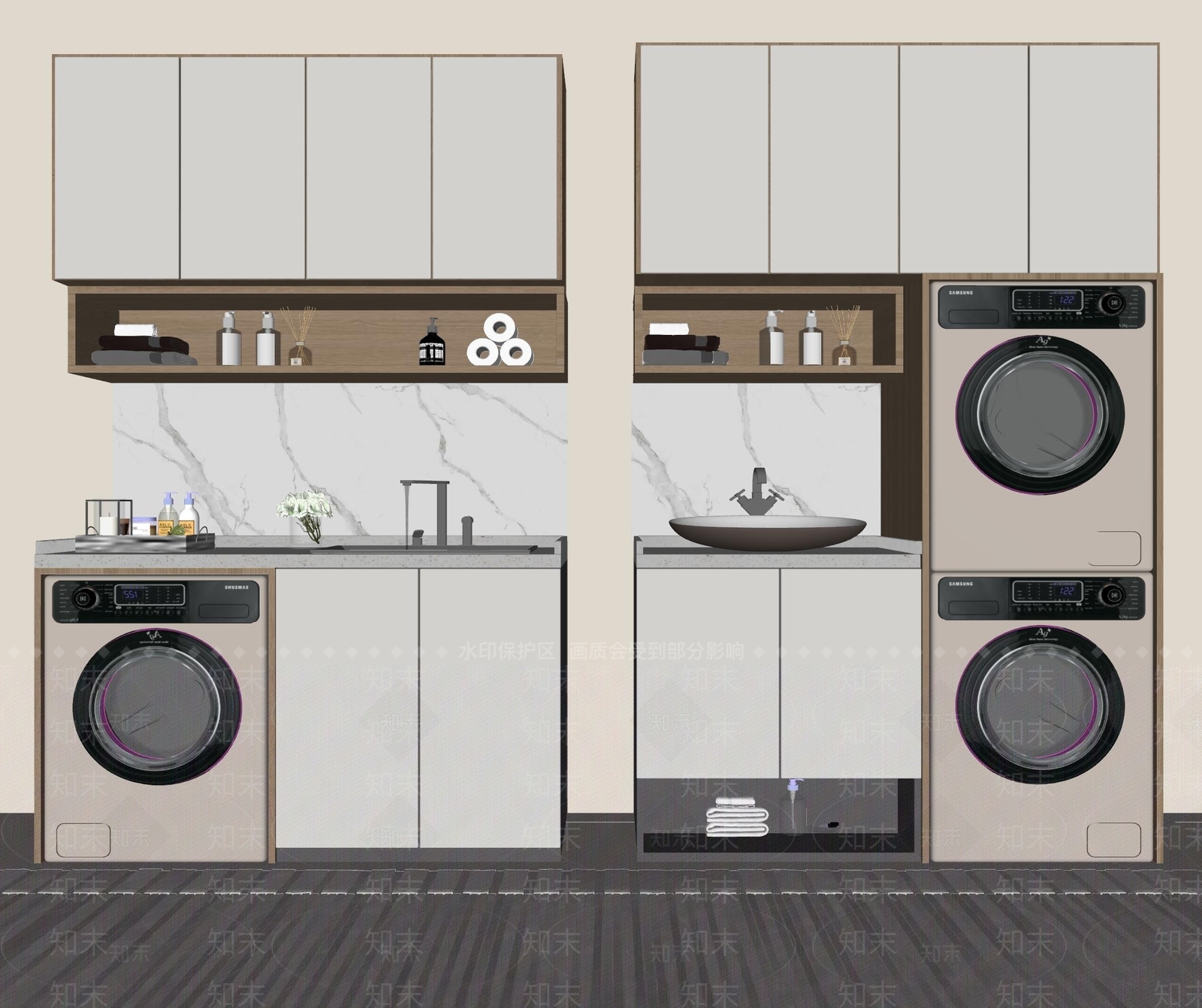现代洗衣机柜SU模型下载【ID:1125316124】