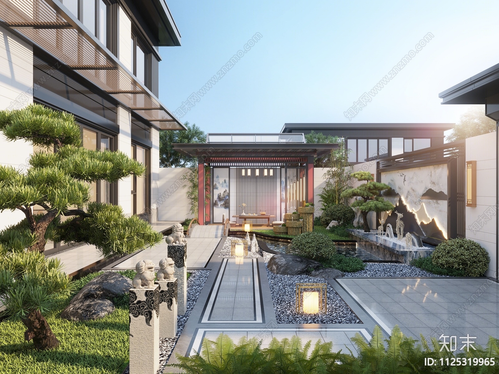 新中式居家庭院3D模型下载【ID:1125319965】