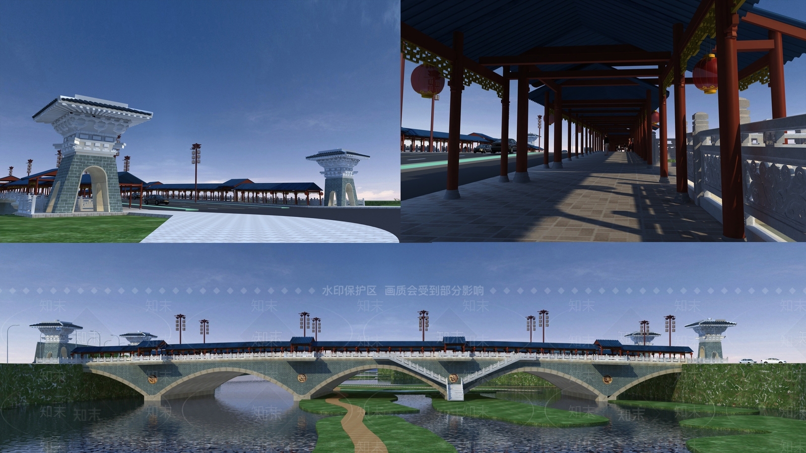 中式大桥SU模型下载【ID:1125419384】