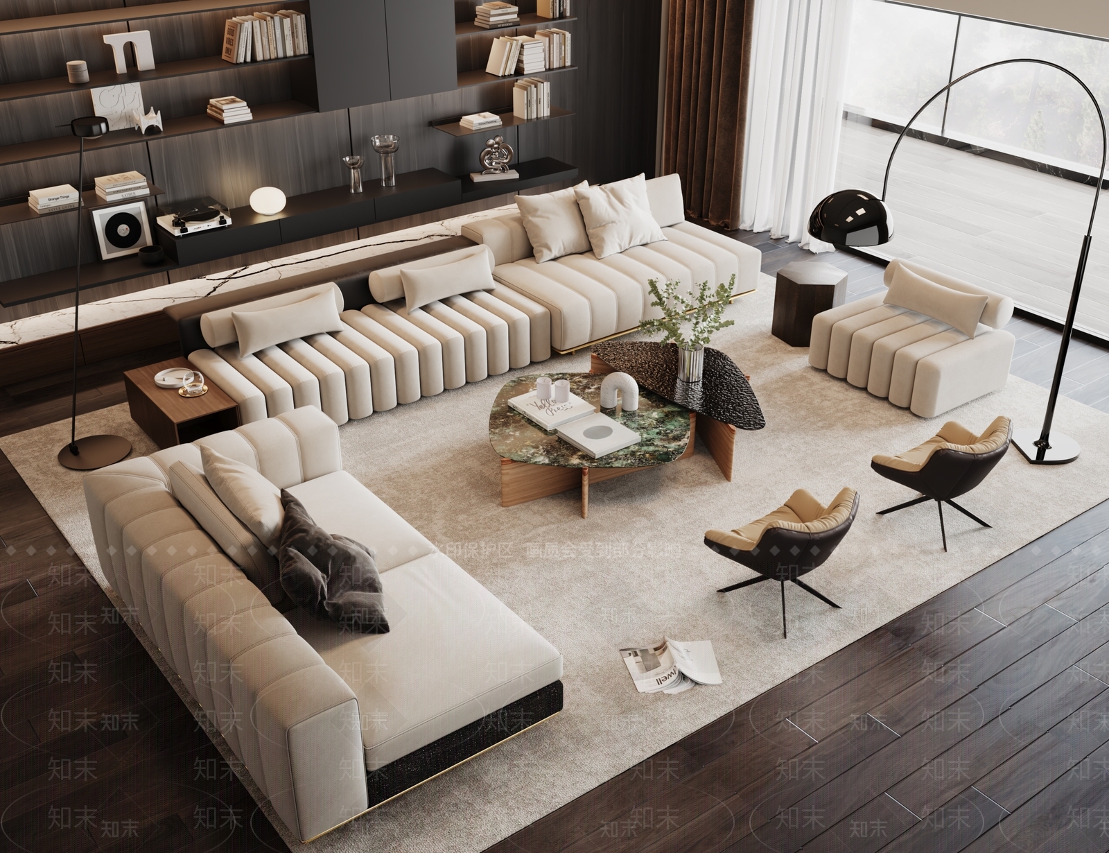 Minotti现代沙发茶几组合SU模型下载【ID:1125321445】