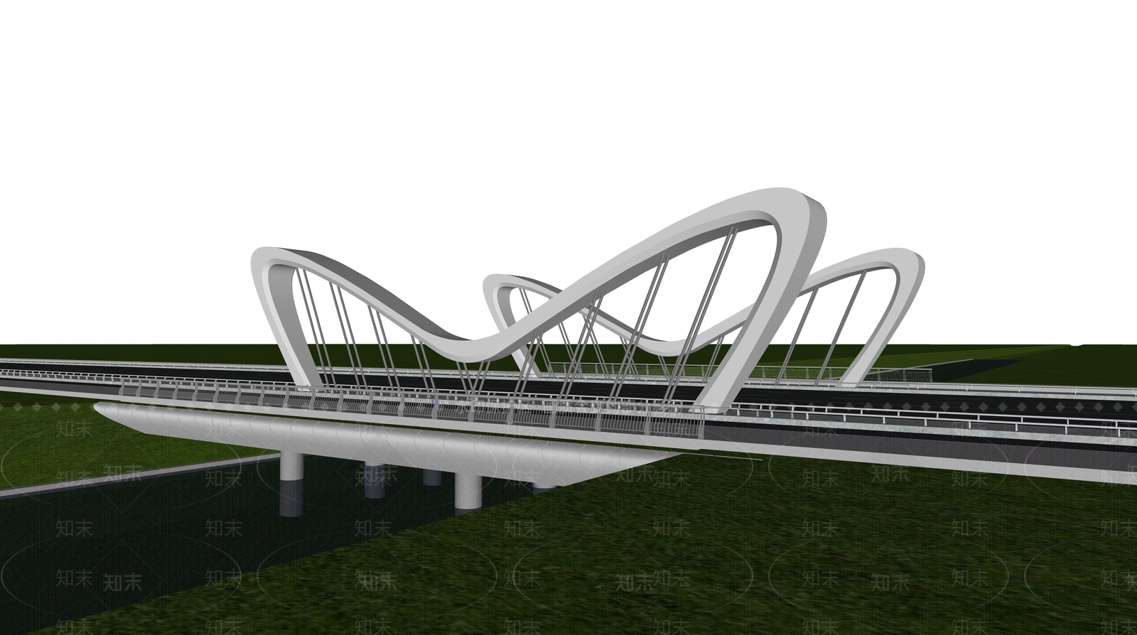 现代公路大桥SU模型下载【ID:1125322601】