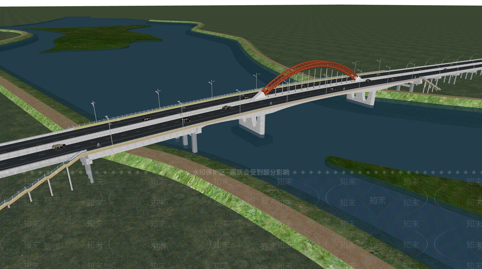 现代公路大桥SU模型下载【ID:1125323935】