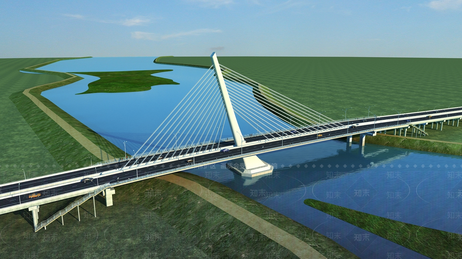 现代公路大桥SU模型下载【ID:1125324146】