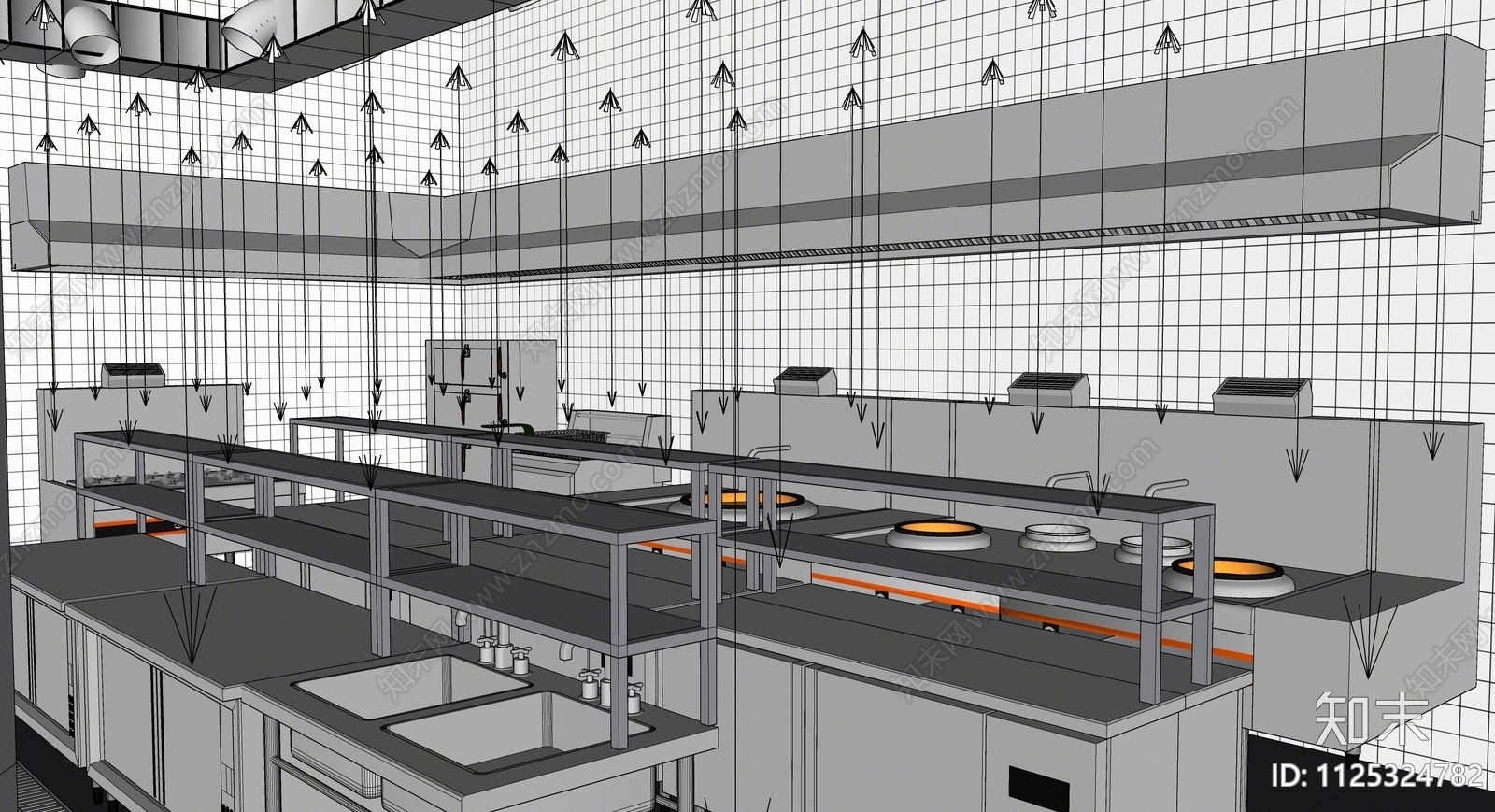 现代餐饮后厨SU模型下载【ID:1125324782】