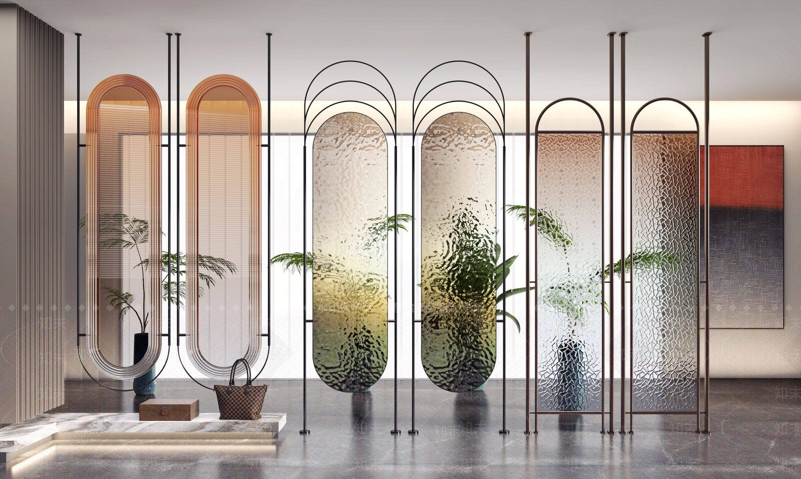 现代玻璃隔断3D模型下载【ID:1125325156】