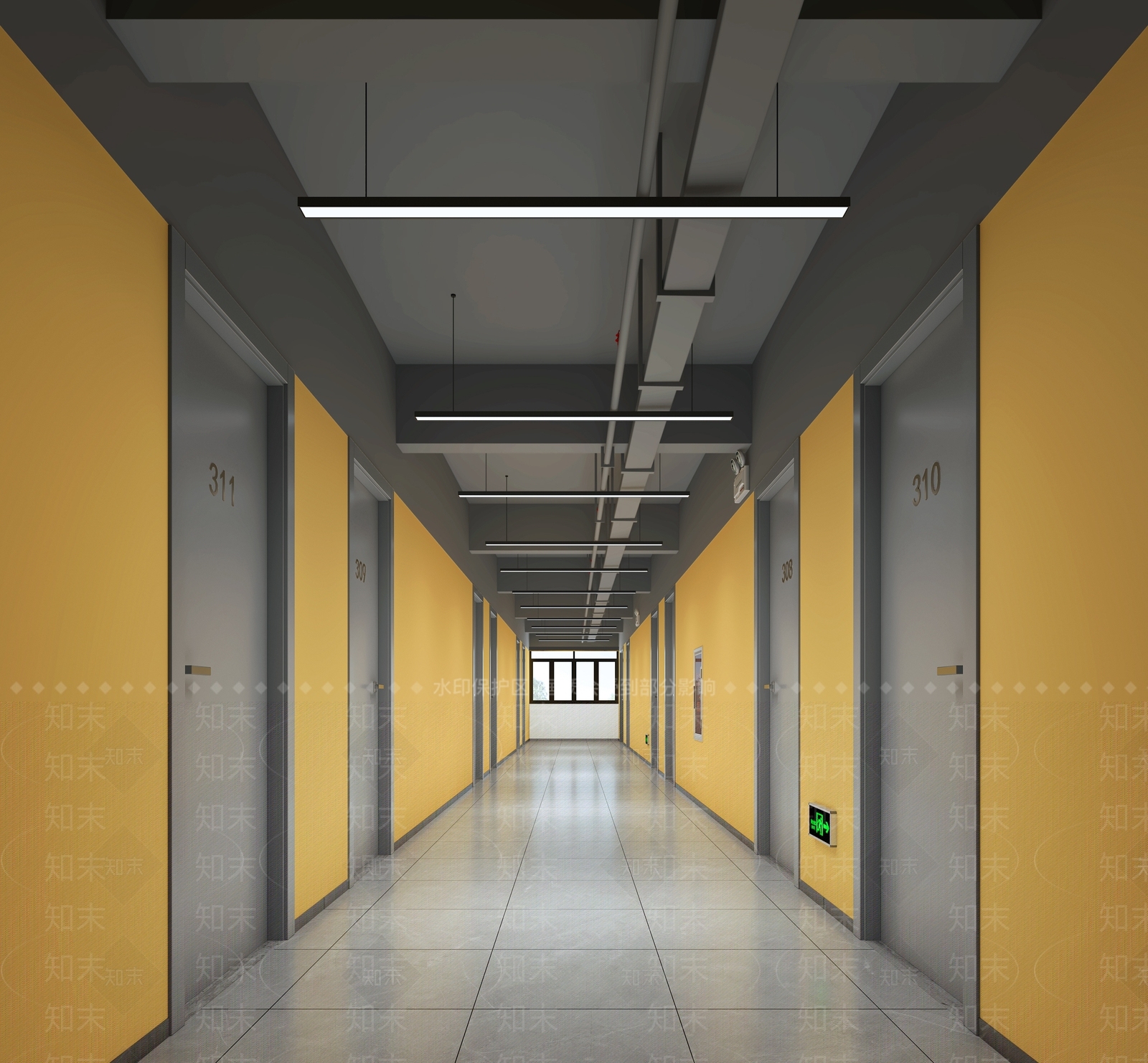 现代办公宿舍走道3D模型下载【ID:1125326475】_知末3d模型网