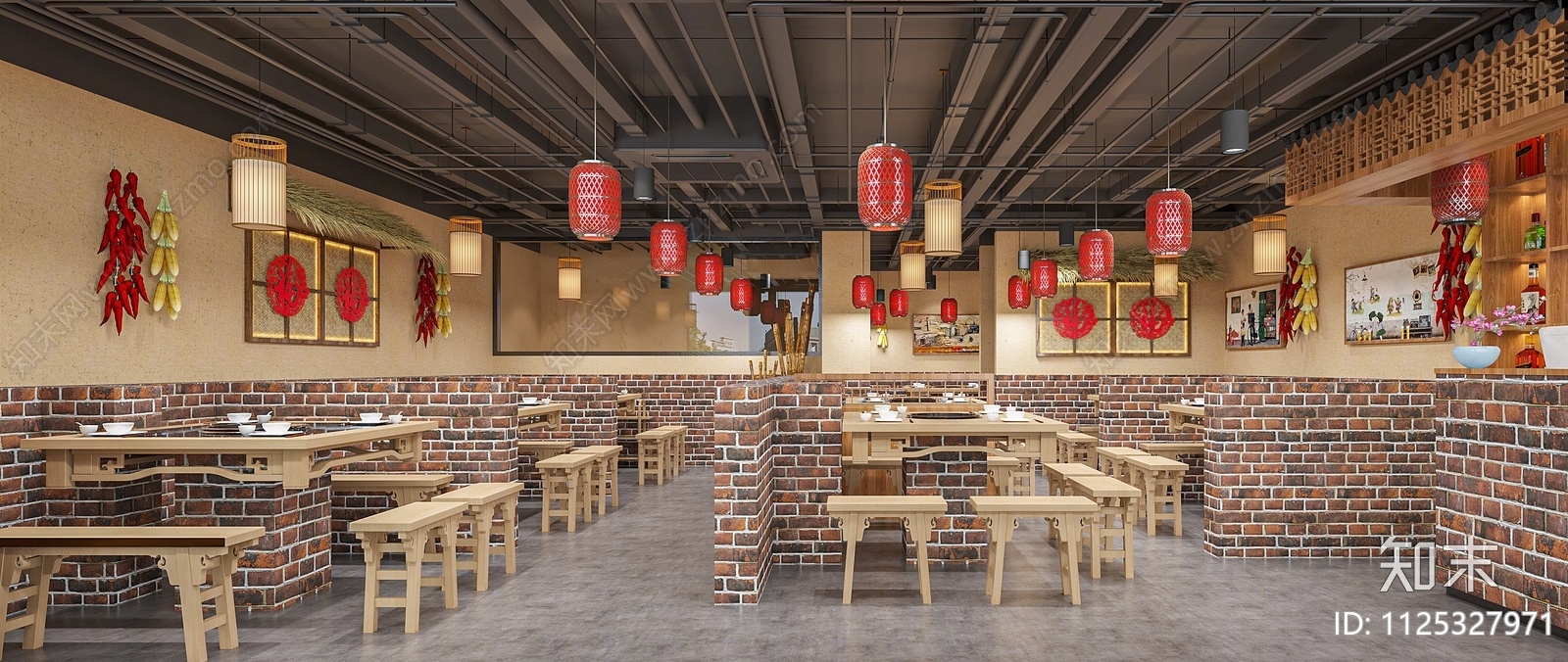 新中式地锅鸡店3D模型下载【ID:1125327971】