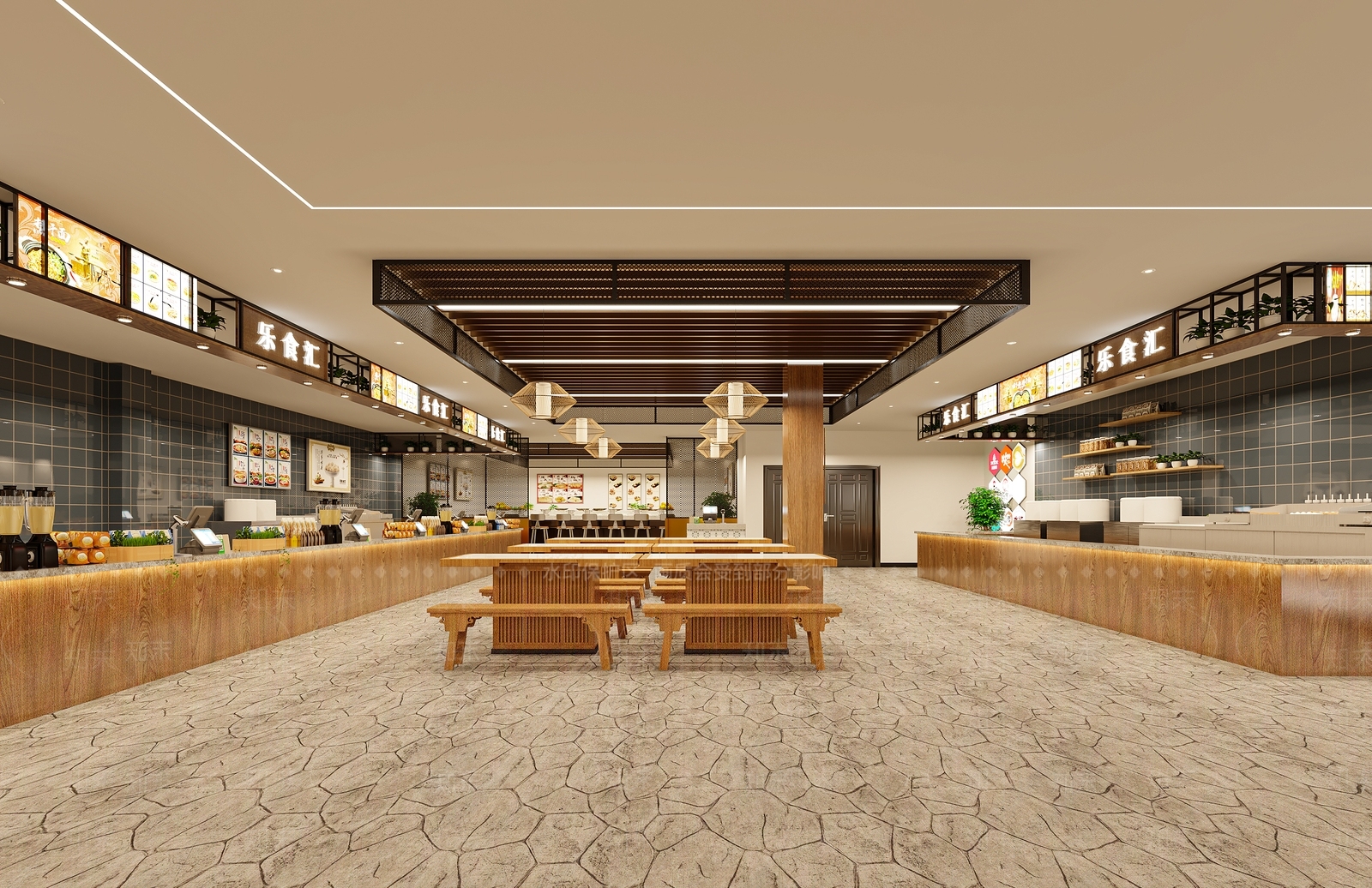 新中式食堂3D模型下载【ID:1125328140】