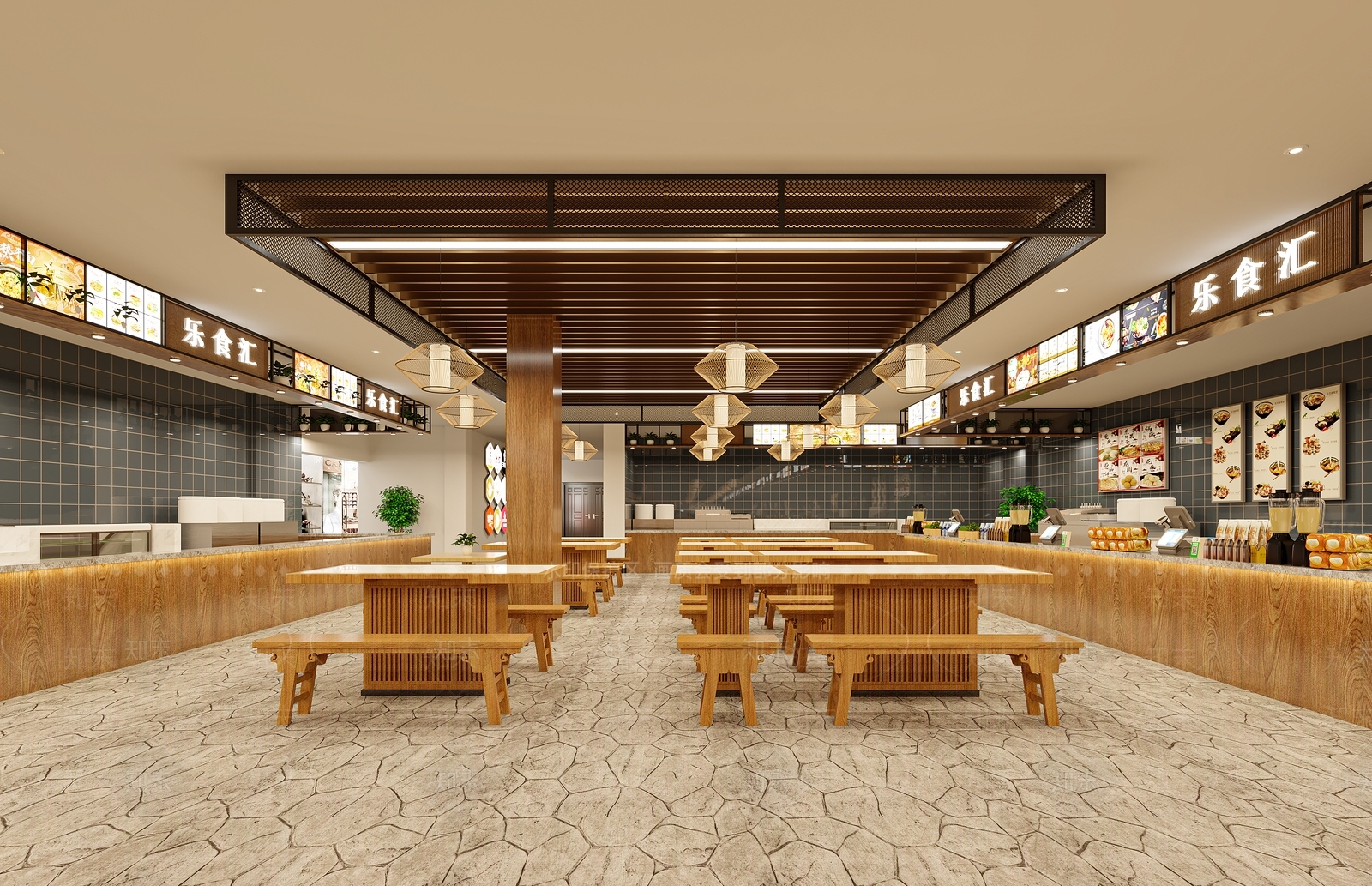 新中式食堂3D模型下载【ID:1125328140】
