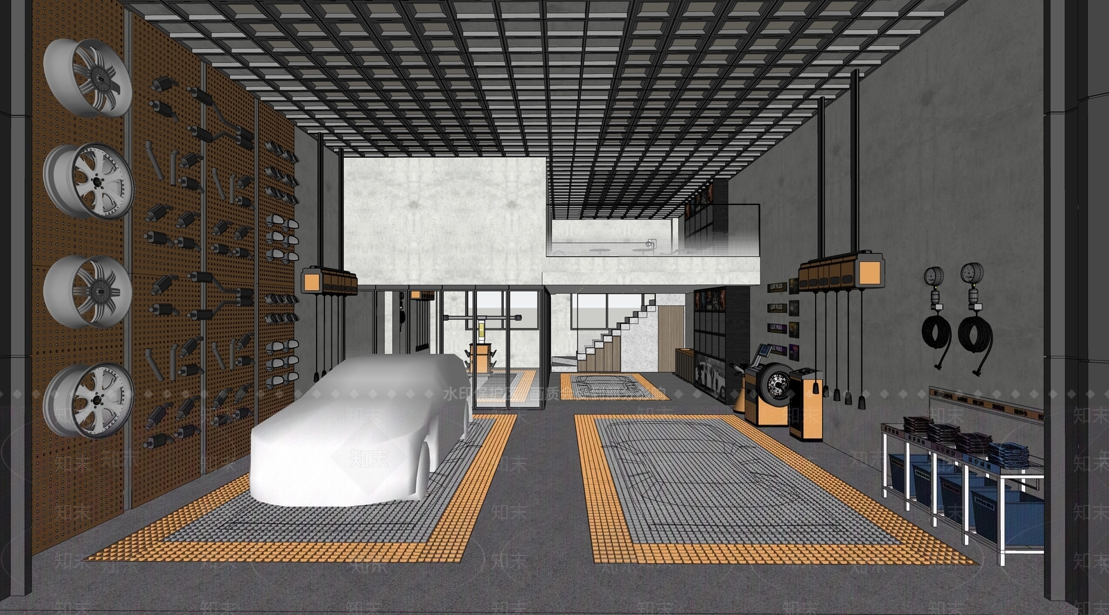 工业汽车维修店SU模型下载【ID:1125328994】