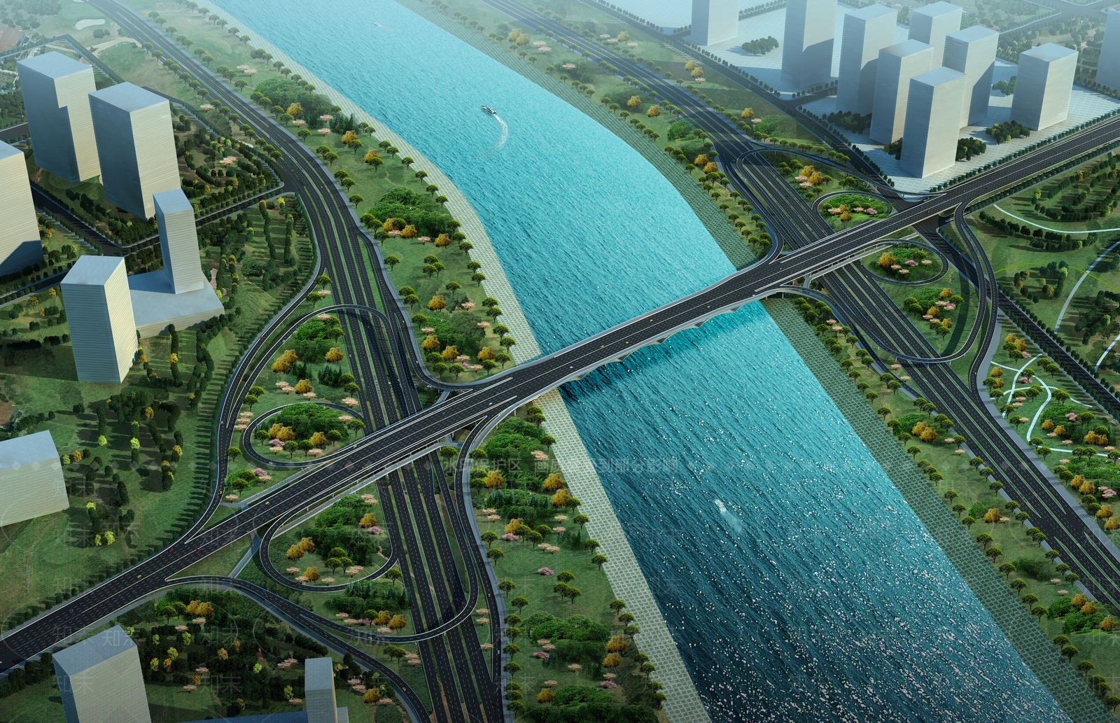 现代城市道路SU模型下载【ID:1125331583】
