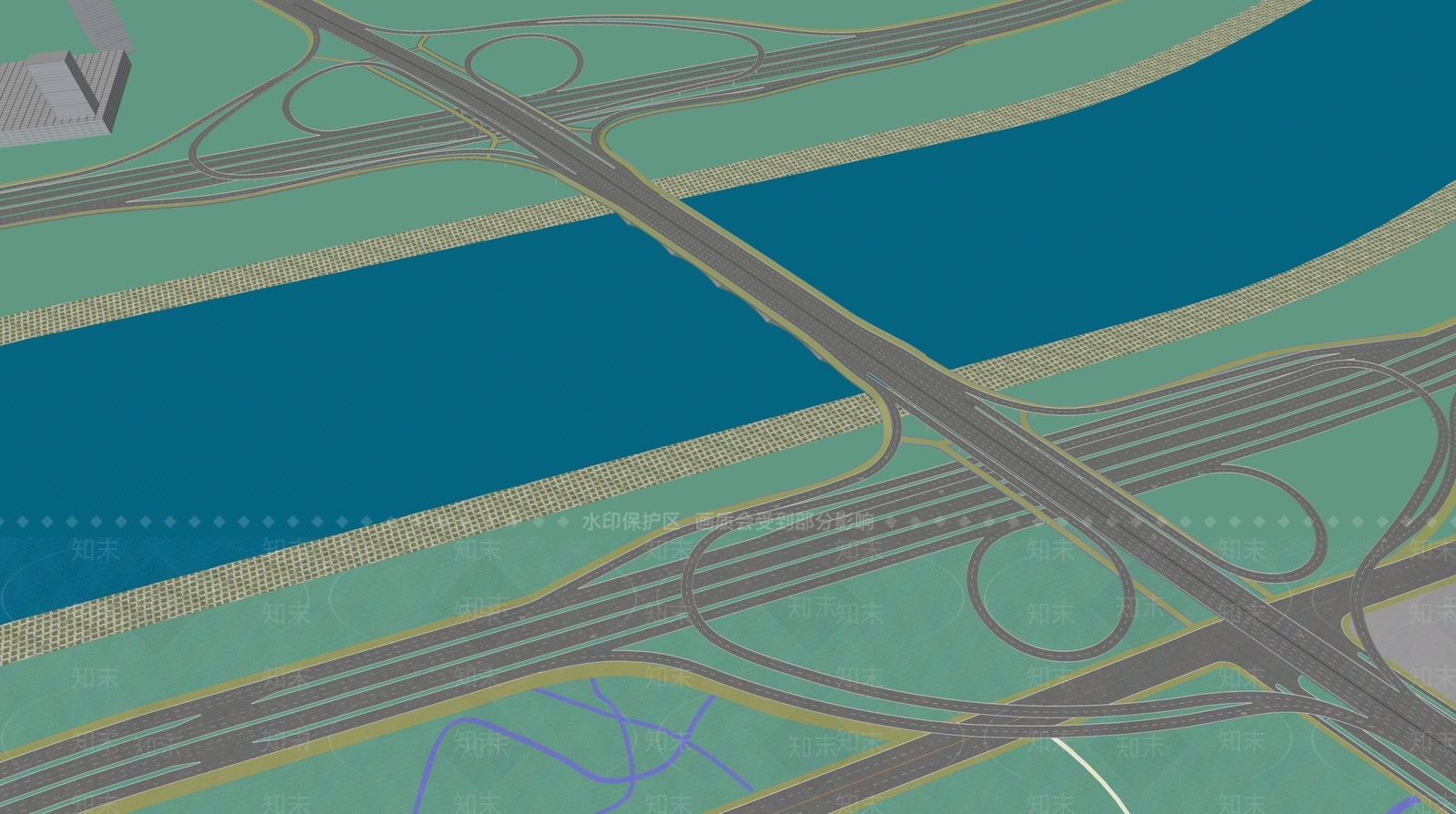现代城市道路SU模型下载【ID:1125331583】