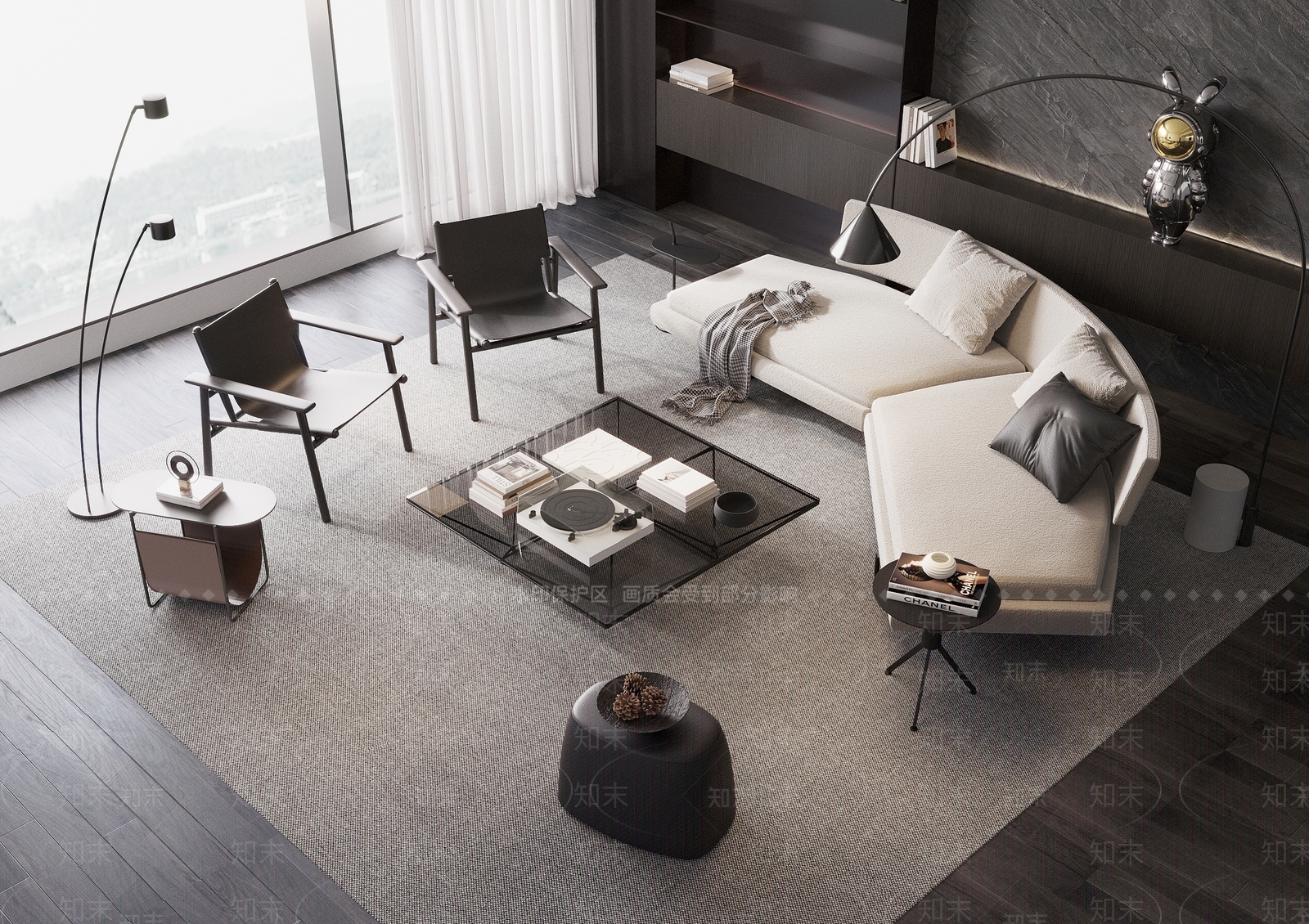 B&BItalia现代沙发茶几组合3D模型下载【ID:1125343619】