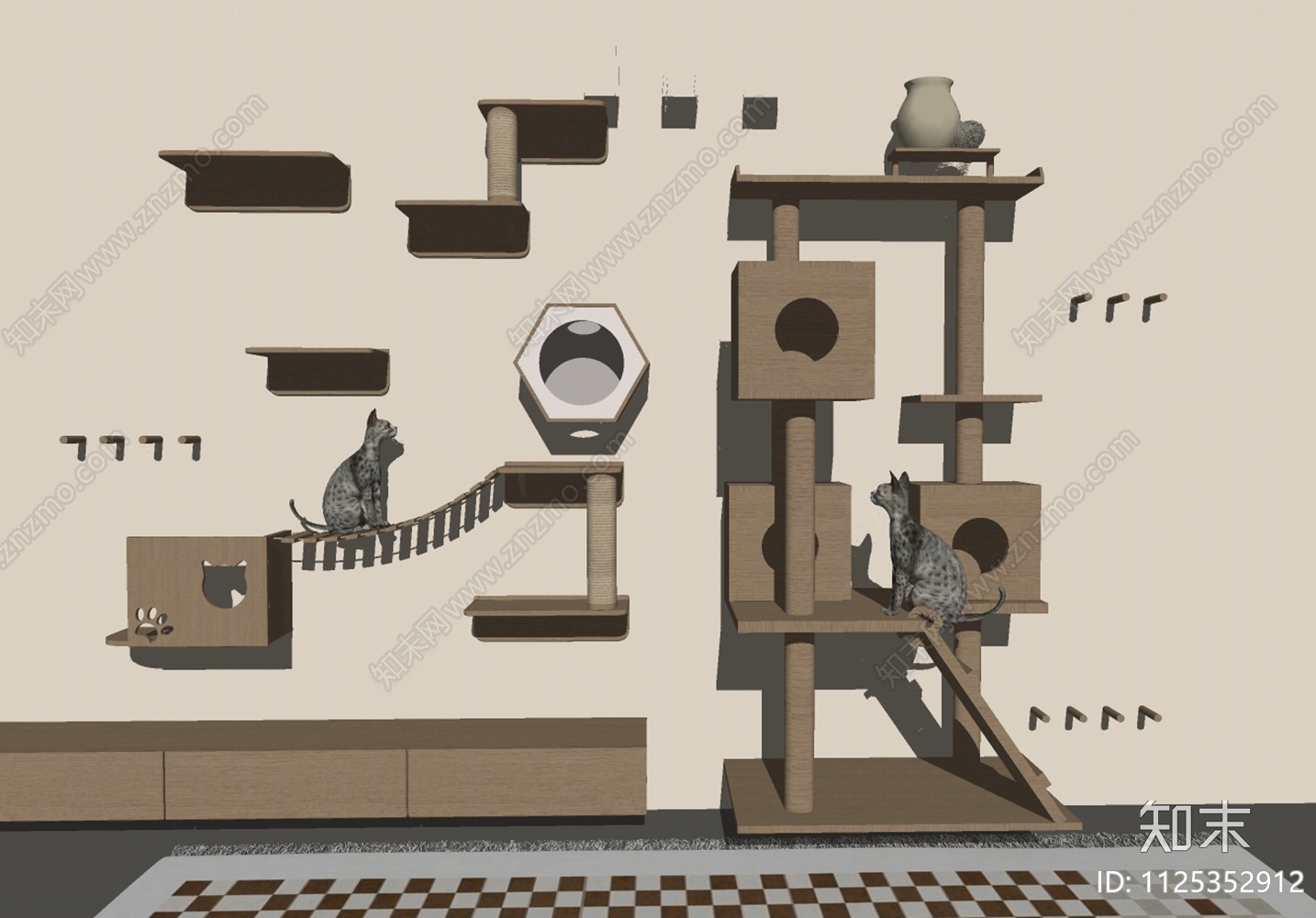 现代猫爬架SU模型下载【ID:1125352912】