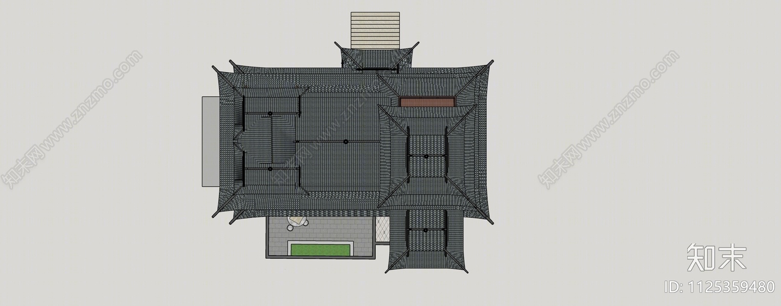 中式古建筑SU模型下载【ID:1125359480】