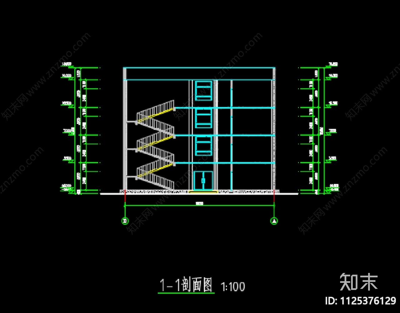 标准高中学校教学楼cad施工图下载【ID:1125376129】