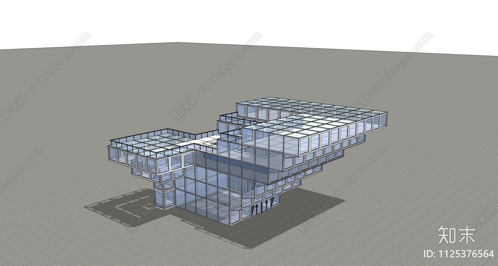 现代博物馆建筑SU模型下载【ID:1125376564】