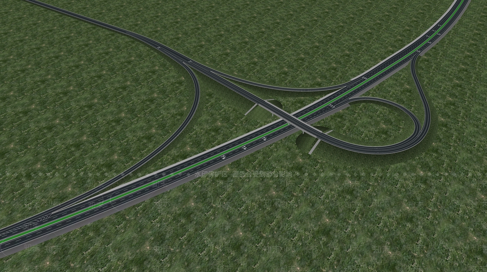 现代城市道路SU模型下载【ID:1125378401】