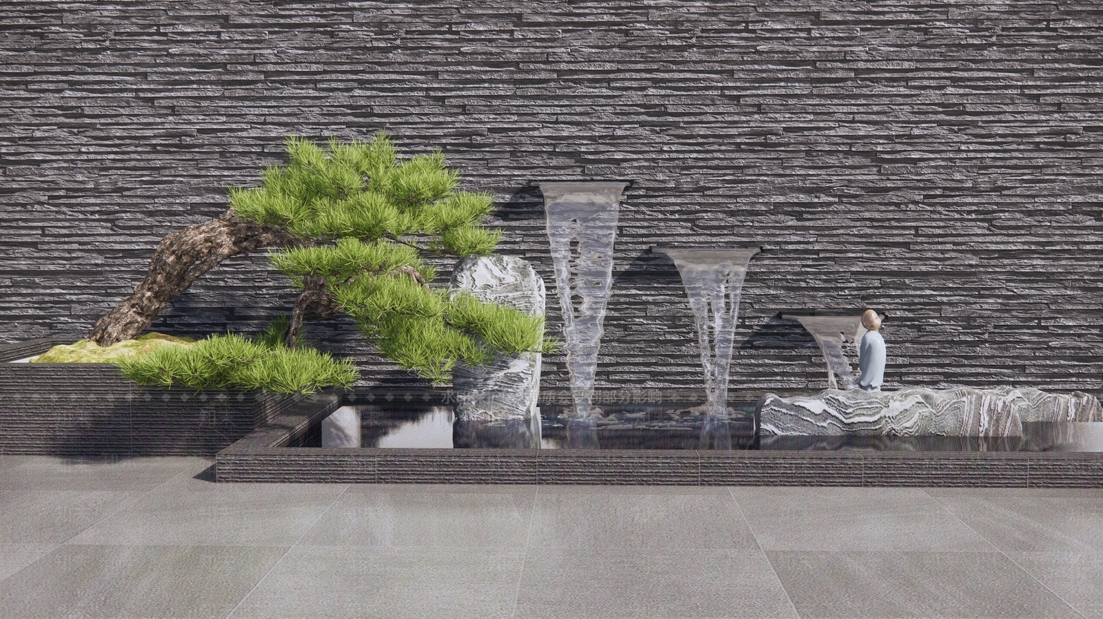 新中式假山水景3D模型下载【ID:1125379026】