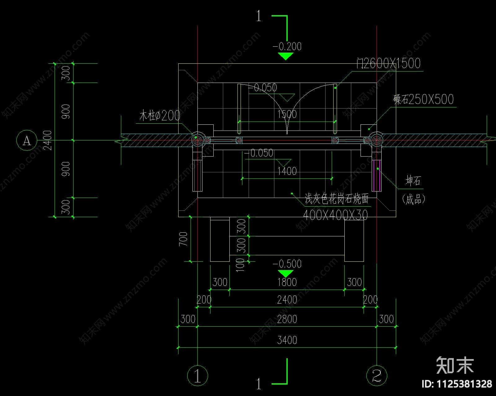 中式古建将军门施工图下载【ID:1125381328】