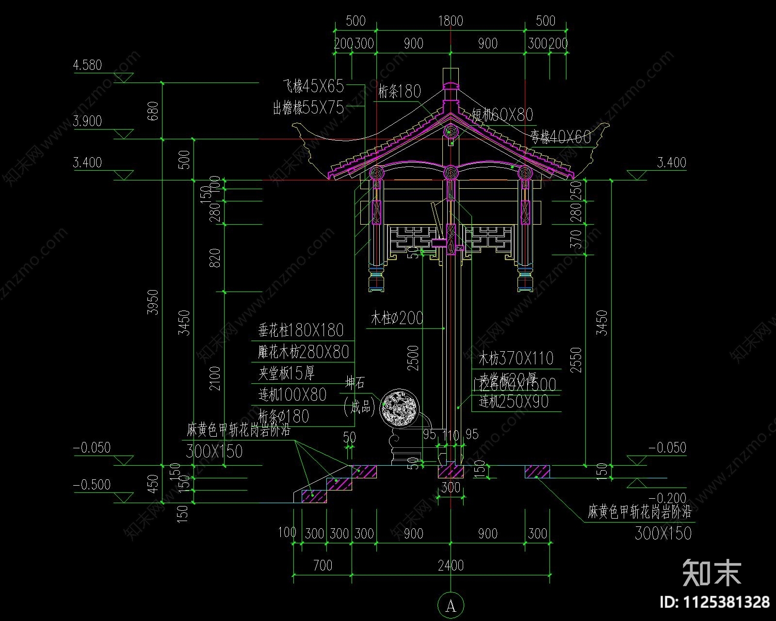 中式古建将军门施工图下载【ID:1125381328】