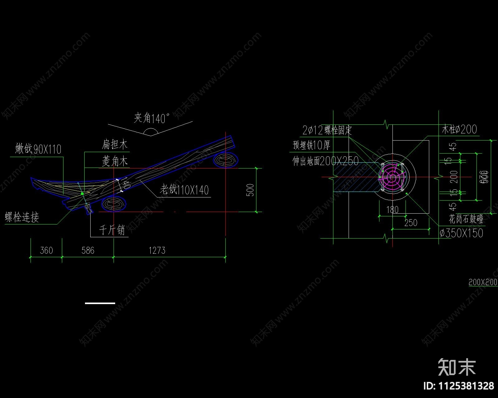 中式古建将军门施工图下载【ID:1125381328】