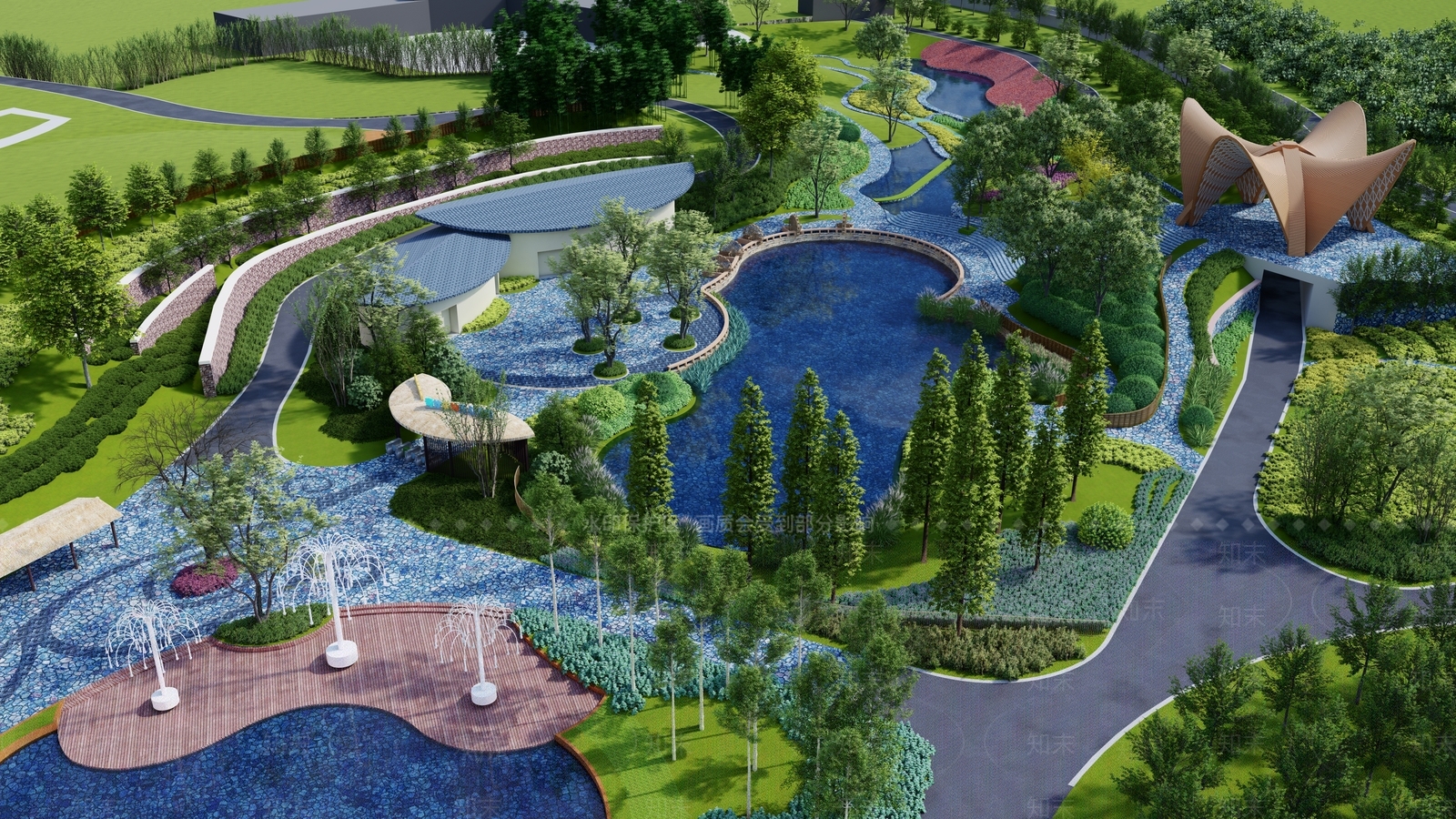 【SU悬赏模型】现代风格公园景观SU模型下载【ID:1125430698】