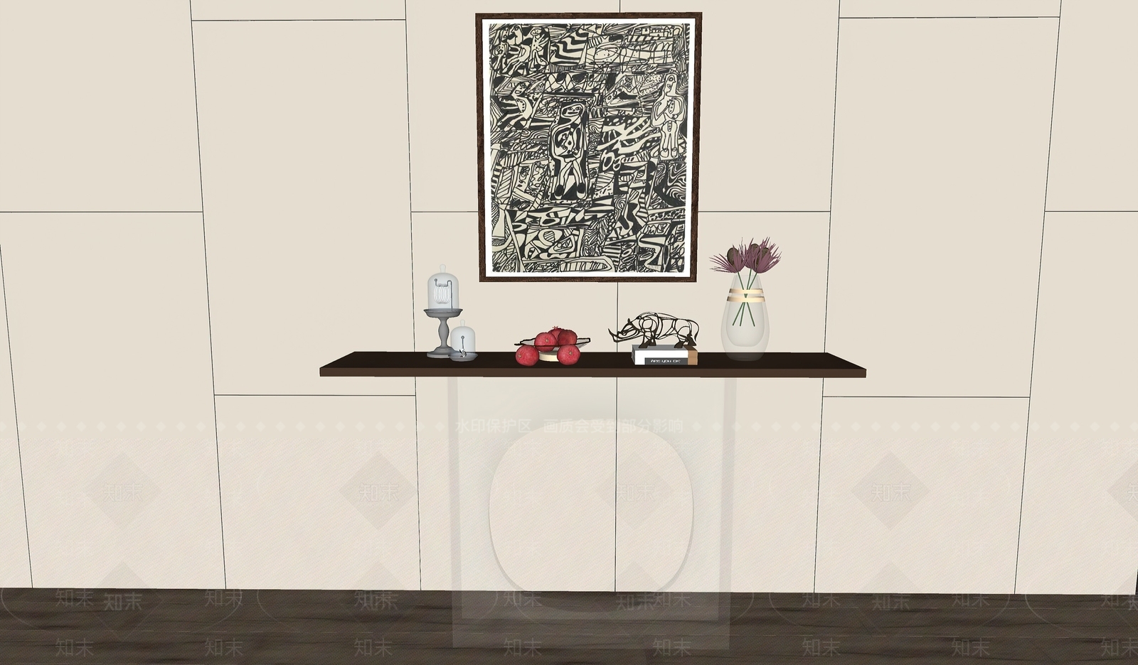 现代端景条案SU模型下载【ID:1125398329】