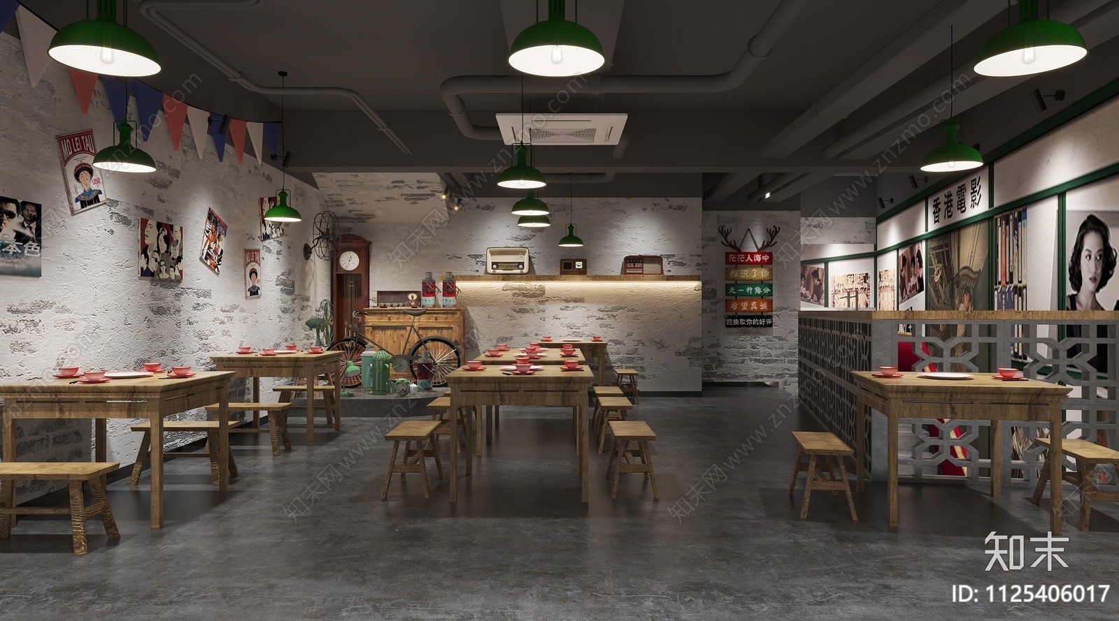 工业风复古麻辣烫店3D模型下载【ID:1125406017】