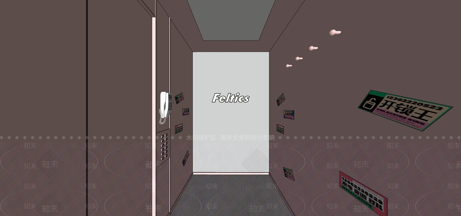 现代电梯间SU模型下载【ID:1125411565】