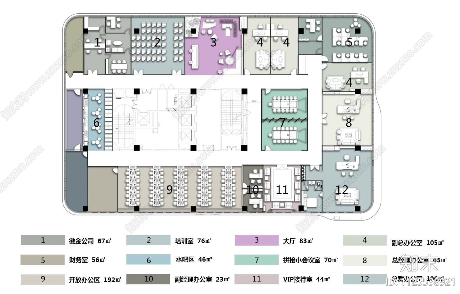 现代卷月办公空间平面方案cad施工图下载【ID:1125538921】