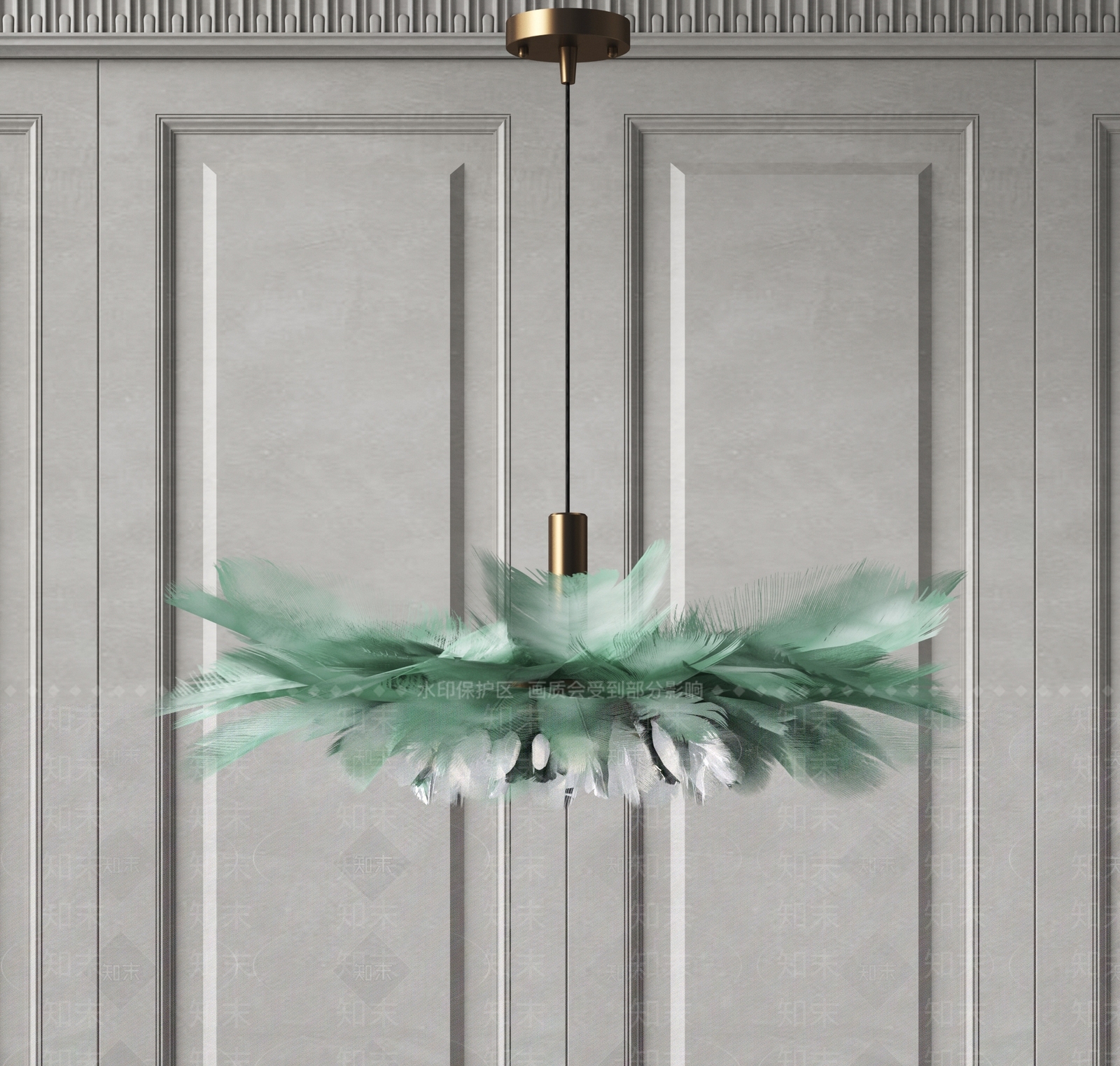 现代儿童羽毛吊灯3D模型下载【ID:1125413418】