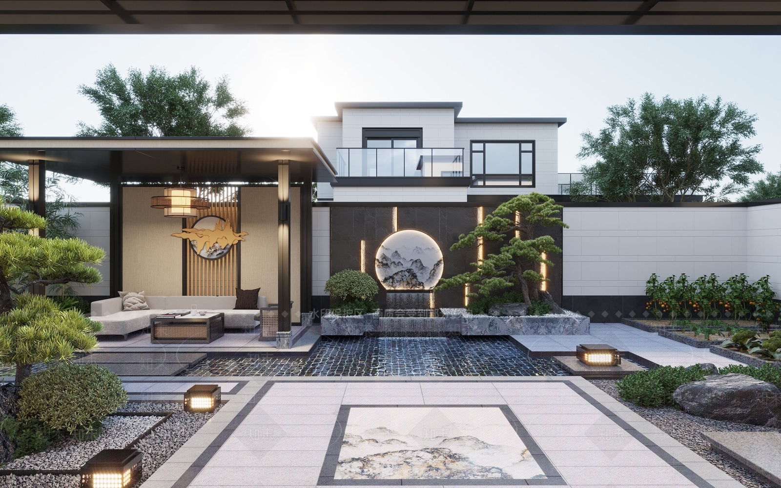新中式庭院3D模型下载【ID:1125418780】_知末3d模型网