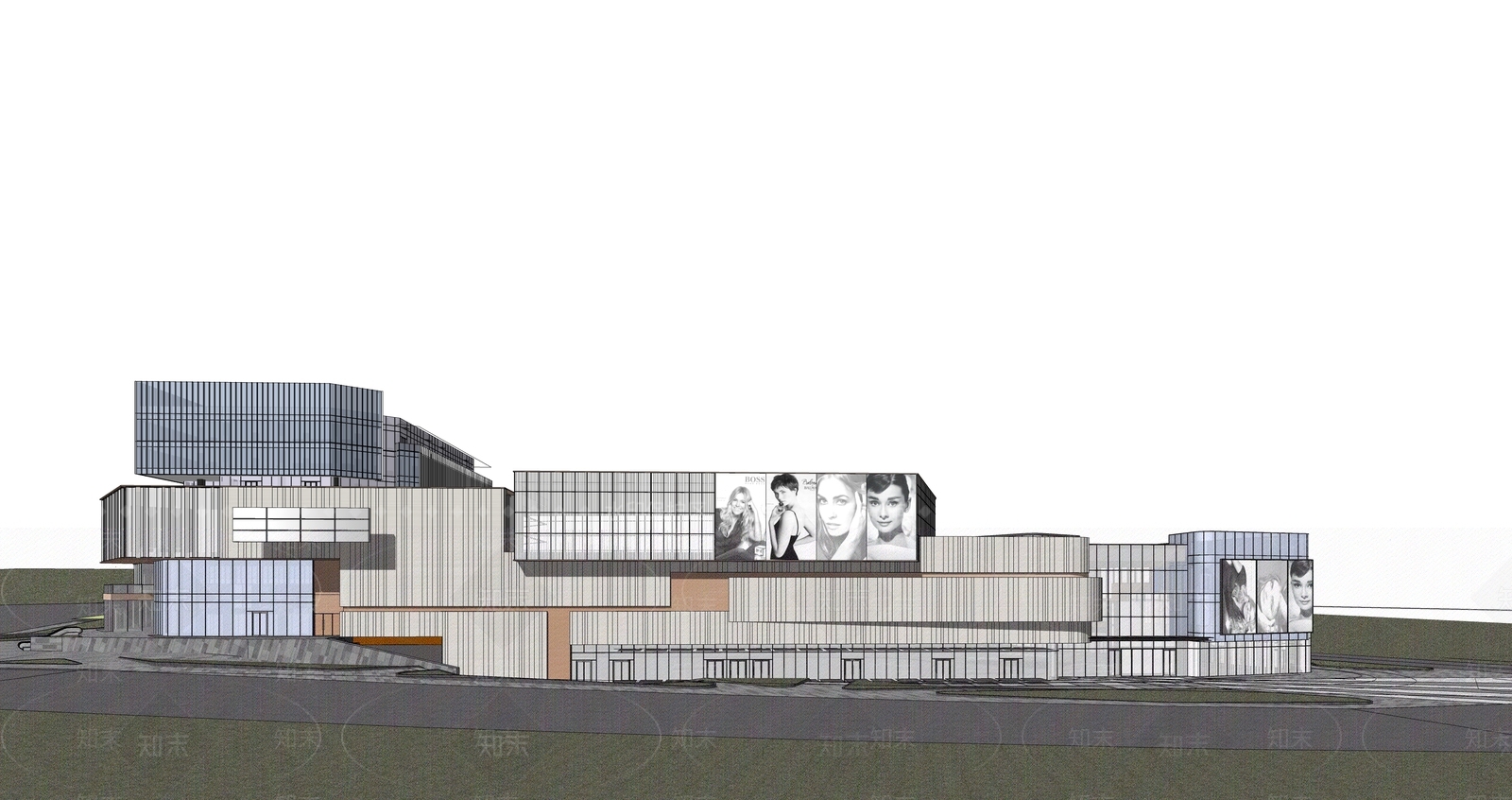 商场建筑SU模型精品下载_SketchUp模型_知末网