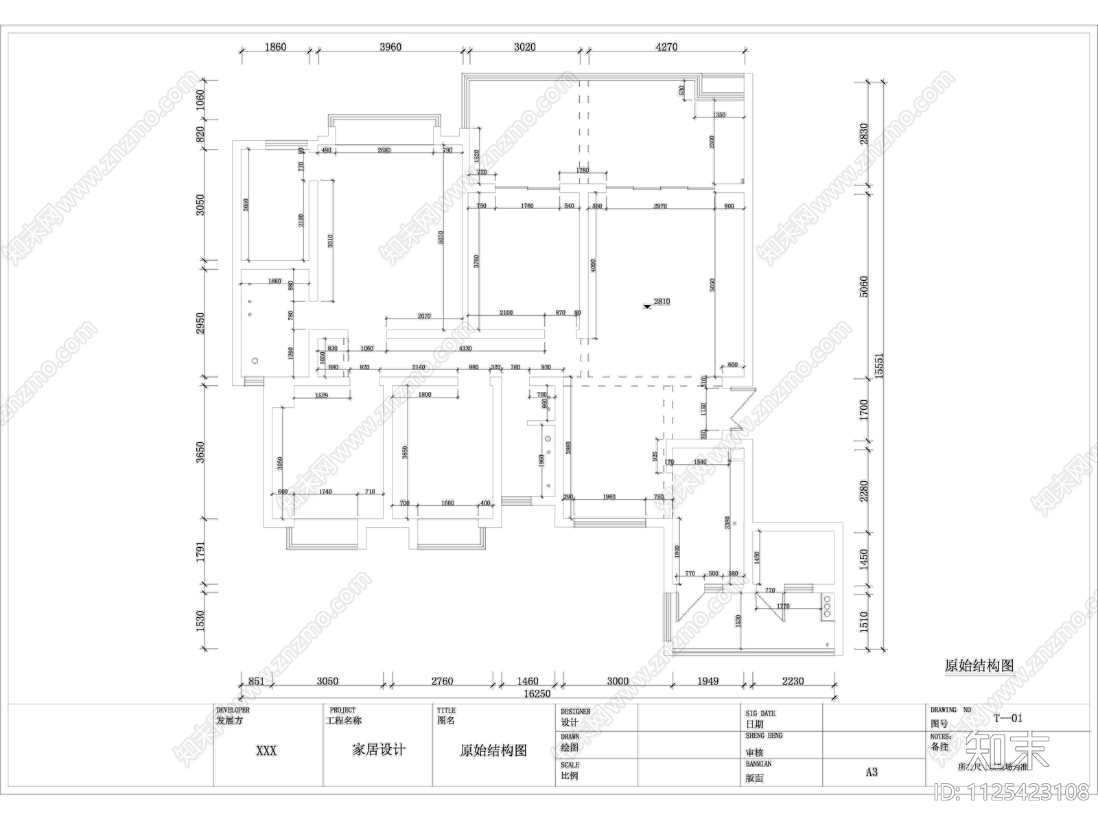 广利园小区A栋701室cad施工图下载【ID:1125423108】