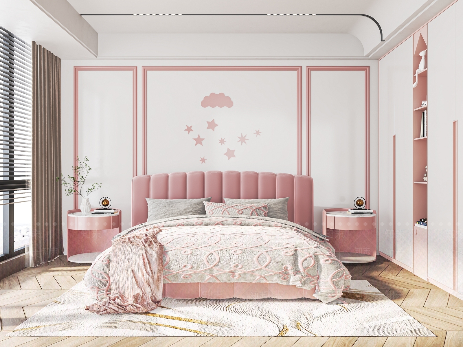 现代女孩儿童房SU模型下载【ID:1125423517】
